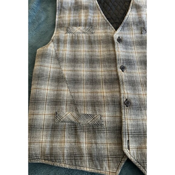 Vtg Waistcoat Quilted Vest Flannel Denim Men's Medium Hipster Daily 100% Cotton - Picture 15 of 15